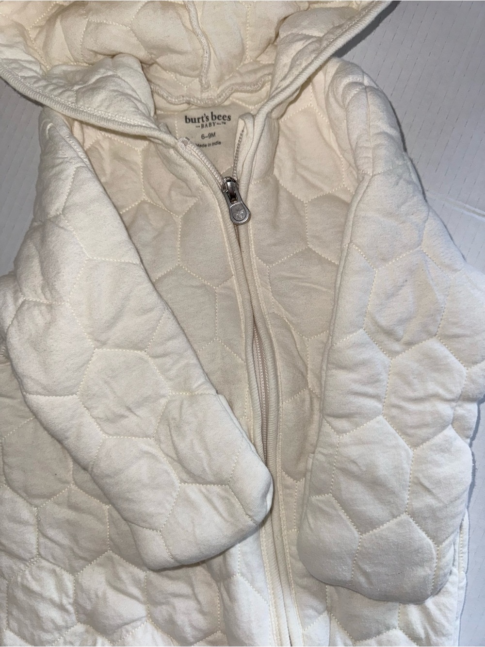 2 PC Set Burts Bees Baby Organic Cotton Quilted Bunting + Onesie Sweater 6-9M - Picture 7 of 9